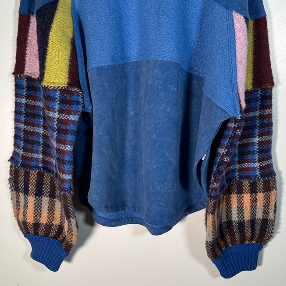 We The Free Easy On Me Pullover Patchwork Top Sz XS Blue Multicolor Cozy Style - Picture 8 of 13